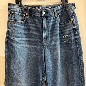American Eagle Outfitters 16 Women’s Super-High Waist Baggy Straight Blue Jeans